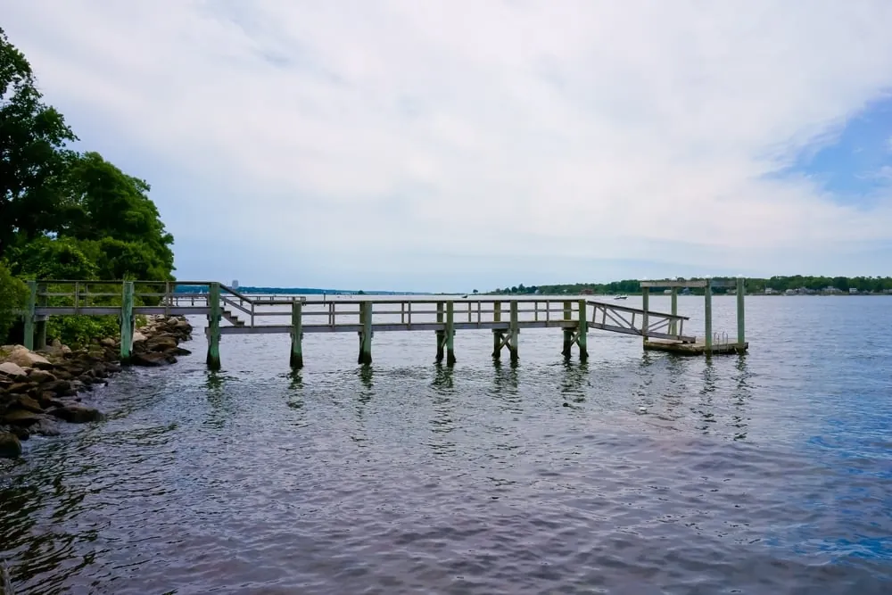 dock in bristol rhode island on a cloudy day