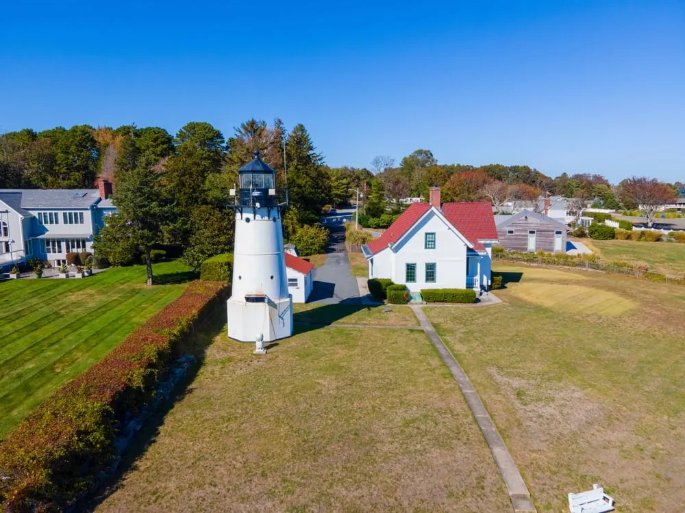 Warwick,Lighthouse,Aerial,View,At,Warwick,Point,In,City,Of,warwick